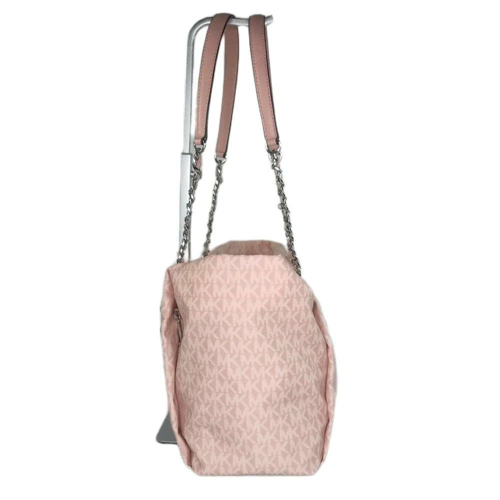 Michael Kors Georgia MK Logo Nylon & Leather Zip Top Tote Bag-Smokey Rose-NWT